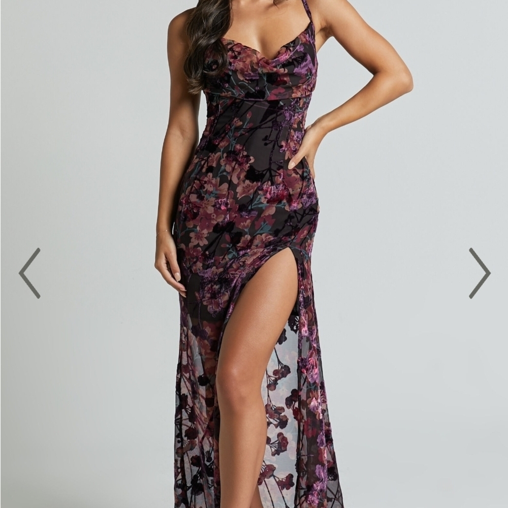 Showpo Red and Purple Sleeveless Maxi Gown with Slit